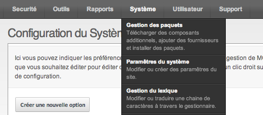 MODX : Système > Paramètre du système